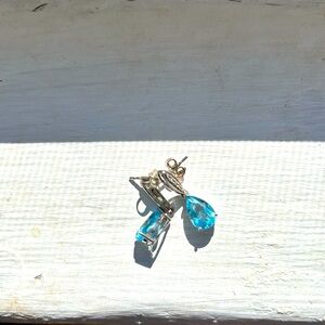 Stunning Silver and Blue Topaz Teardrop Earrings